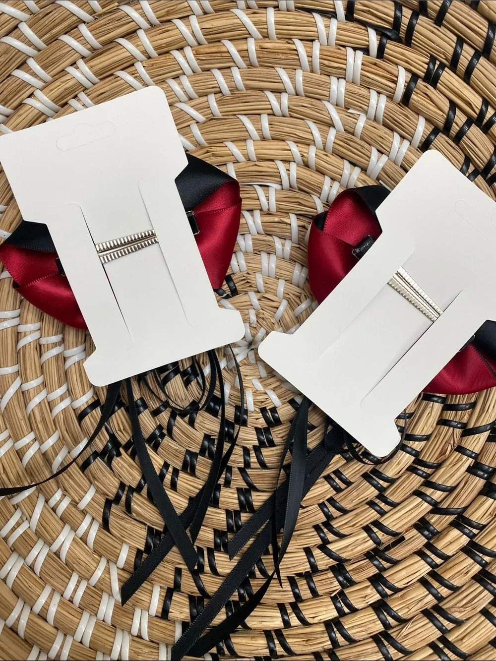 Red and Black Satin Bow Hair Clips